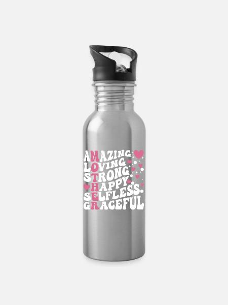Die beste Mutter aller Zeiten - Trinkflasche mit integriertem Trinkhalm - Lightsilver