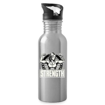 Force femme forte tension muscles cadeau - Gourde avec paille intégrée - argent clair - Droite