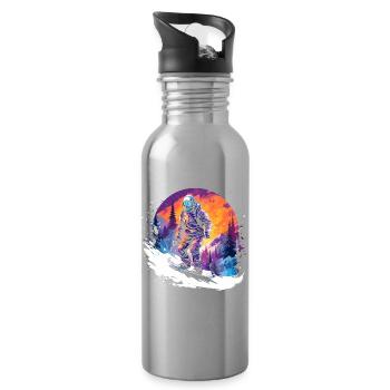 Snowboarding 80s - Water bottle with straw - silver - Right