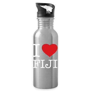 I LOVE FIJI - Water bottle with straw - silver - Right