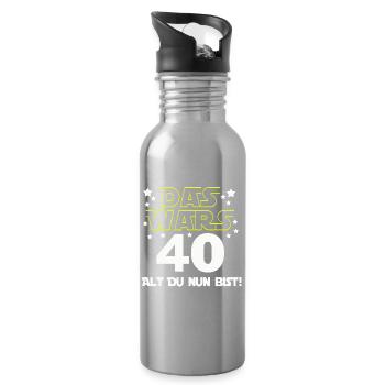 40. Geburtstag , Geburtstagsgeschenk Das wars (25) - Trinkflasche mit integriertem Trinkhalm - Lightsilver - Rechts