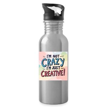 I'm not crazy, I'm just creative - Water bottle with straw - silver - Right