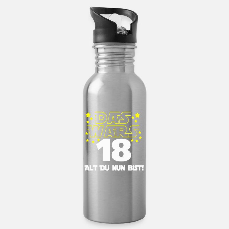 18. Geburtstag , 18 Das wars alt du nun bist ! - Trinkflasche mit integriertem Trinkhalm - Lightsilver