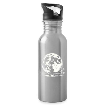 Cat Cats Moon Moonlight Supermoon Gift - Water bottle with straw - silver - Right