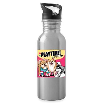 Comic Dogs - Playtime - Trinkflasche mit integriertem Trinkhalm - Lightsilver - Rechts