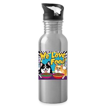 Comic Dogs - We Love Food - Trinkflasche mit integriertem Trinkhalm - Lightsilver - Rechts