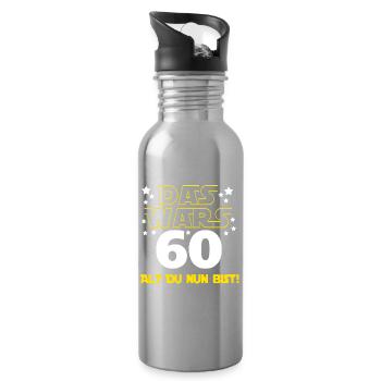60. Geburtstag , 60 Alt du nun bist - Trinkflasche mit integriertem Trinkhalm - Lightsilver - Rechts