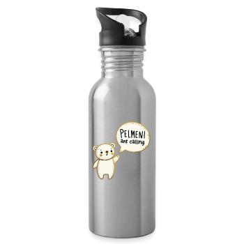 Pelmeni Call Sweet Bear Gold Gift - Water bottle with straw - silver - Right