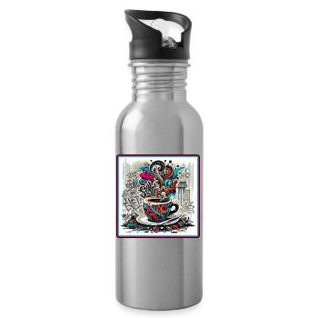 Espresso Graffiti - Trinkflasche mit integriertem Trinkhalm - Lightsilver - Rechts