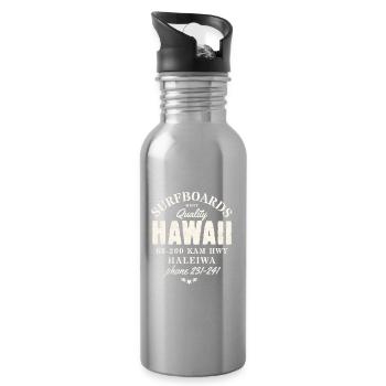 Retro Hawaii Surf Plate Design - Trinkflasche mit integriertem Trinkhalm - Lightsilver - Rechts