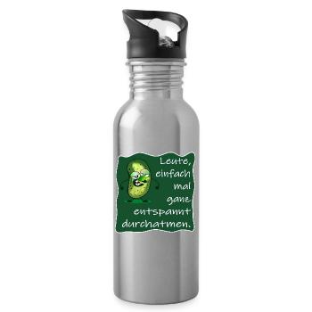GEWÜRZGURKE GURKE ENTSPANNUNG YOGA ATMUNG - Trinkflasche mit integriertem Trinkhalm - Lightsilver - Rechts