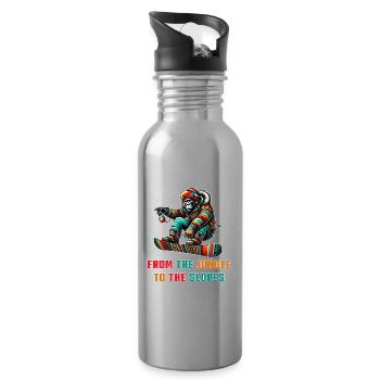 Gorilla Snowboard – Design - Trinkflasche mit integriertem Trinkhalm - Lightsilver - Rechts