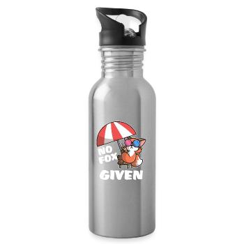 Cool Fox - Water bottle with straw - silver - Right