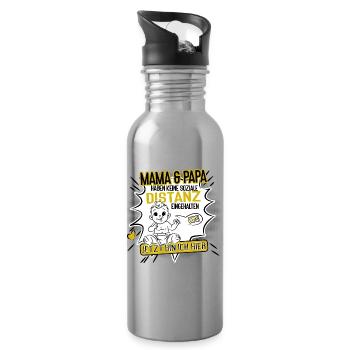 Mama und Papa ohne Abstand Baby Humor Design - Trinkflasche mit integriertem Trinkhalm - Lightsilver - Rechts