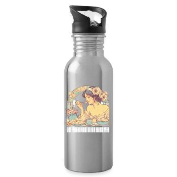 Ohne Pelmeni nix schöne Frau Art Nouveau Geschenk - Trinkflasche mit integriertem Trinkhalm - Lightsilver - Rechts