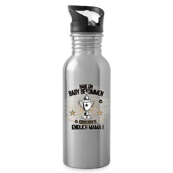 Endlich Mama Baby Bekommen Humor Design - Trinkflasche mit integriertem Trinkhalm - Lightsilver - Rechts