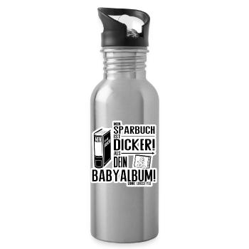 Sparbuch statt Babyalbum – DINK Lifestyle Humor - Trinkflasche mit integriertem Trinkhalm - Lightsilver - Rechts