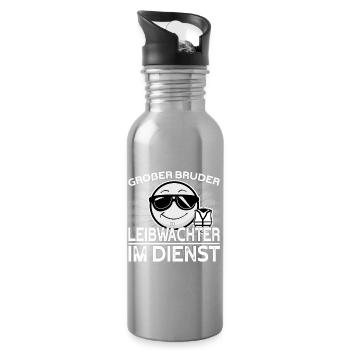 Großer Bruder Leibwächter im Dienst - Trinkflasche mit integriertem Trinkhalm - Lightsilver - Rechts
