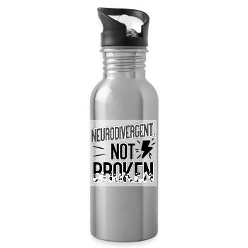 Neurodivergent Not Broken – Neurodiversity Pride - Trinkflasche mit integriertem Trinkhalm - Lightsilver - Rechts