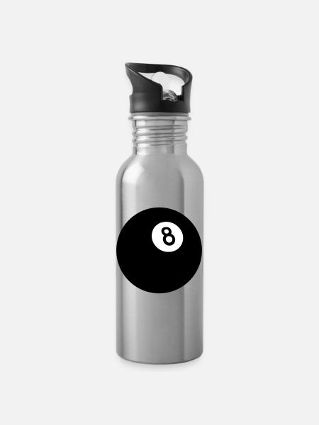Huit noir - Gourde avec paille intégrée - argent clair