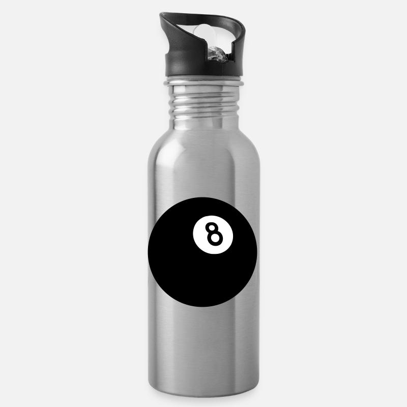 Schwarze Acht - Trinkflasche mit integriertem Trinkhalm - Lightsilver