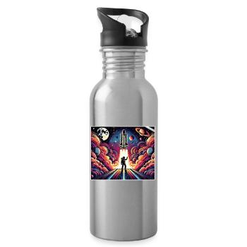 Astronaut Space Mission Design - Water bottle with straw - silver - Right