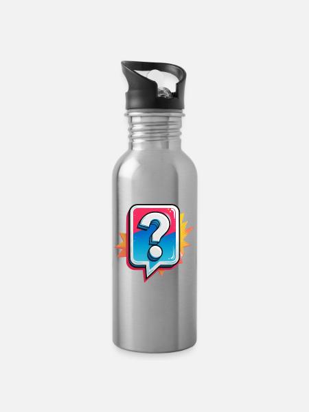 Fragezeichen - Trinkflasche mit integriertem Trinkhalm - Lightsilver