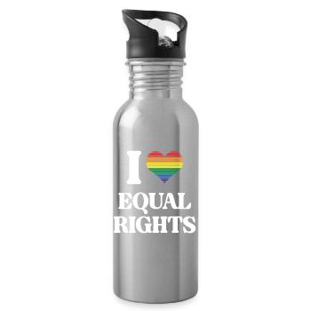 LGBTQ Pride Month - I Love Equal Rights - Water bottle with straw - silver - Right