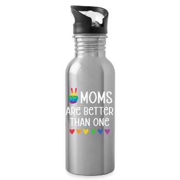 Mois de la fierté LGBTQ - Deux mamans valent mieux qu’une - Gourde avec paille intégrée - argent clair - Droite