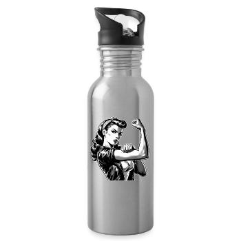Femme Cool Fort Rockabilly Style Cadeau Graphique - Gourde avec paille intégrée - argent clair - Droite
