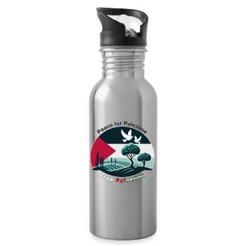 Frieden für Palästina - Trinkflasche mit integriertem Trinkhalm - Lightsilver - Rechts