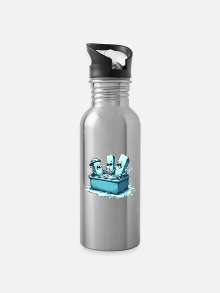 Icecube Lolly Pool Party Design - Trinkflasche mit integriertem Trinkhalm - Lightsilver