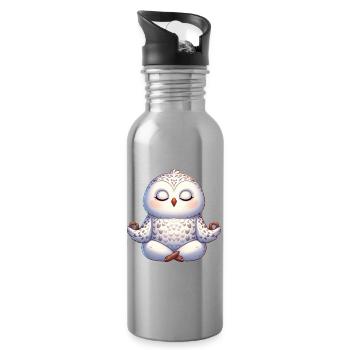 Sweet Owl Yoga Méditation Relaxation Intérieur - Gourde avec paille intégrée - argent clair - Droite
