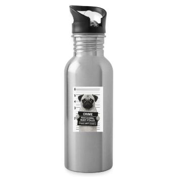 Criminal pug - Water bottle with straw - silver - Right