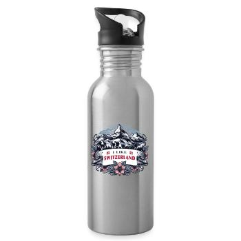 I LIKE SWITZERLAND - Trinkflasche mit integriertem Trinkhalm - Lightsilver - Rechts