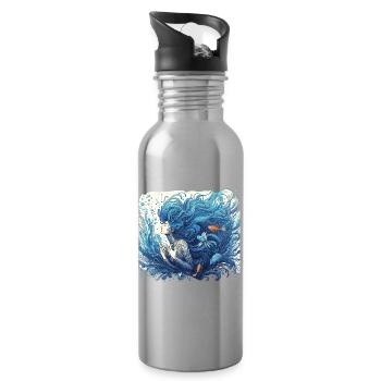 Sirène Sirène Cheveux Bleus Art Nouveau Cadeau - Gourde avec paille intégrée - argent clair - Droite