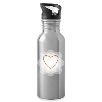 Heart Wedding Mandala Love Love Yoga Decoration - Water bottle with straw - silver - Right