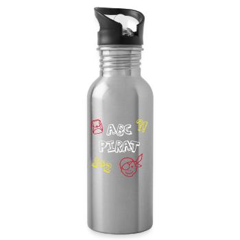 ABC Pirat Einschulung Schule Comic Kinder Feier - Trinkflasche mit integriertem Trinkhalm - Lightsilver - Rechts