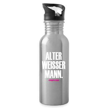 OLD WHITE MAN Design - Water bottle with straw - silver - Right