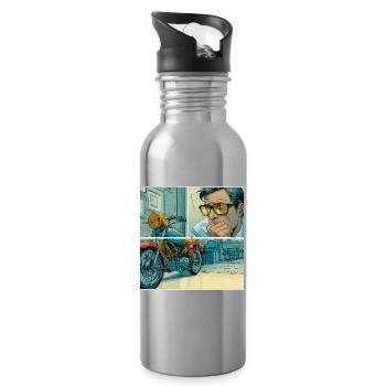 Born to Ride – Forced to Zoom - Trinkflasche mit integriertem Trinkhalm - Lightsilver - Rechts