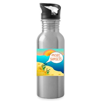 SUMMER SNAIL SUNSET COUPLE - Water bottle with straw - silver - Right