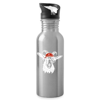 Switzerland Geissbock white - Trinkflasche mit integriertem Trinkhalm - Lightsilver - Rechts