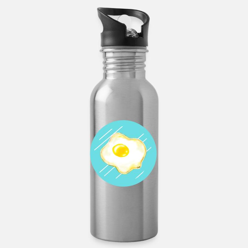 Spiegelei - Trinkflasche mit integriertem Trinkhalm - Lightsilver