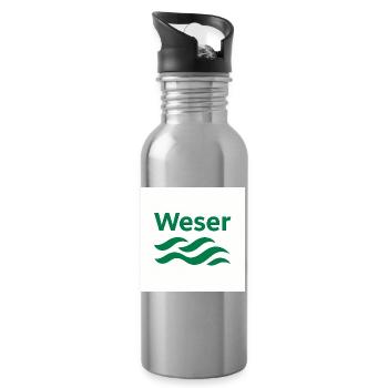 Green White Weser - Water bottle with straw - silver - Right