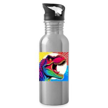 Dinosaurier - Trinkflasche mit integriertem Trinkhalm - Lightsilver - Rechts