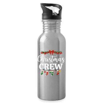 Weihnachtscrew Festliches Design, Weihnachtscrew - Trinkflasche mit integriertem Trinkhalm - Lightsilver - Rechts