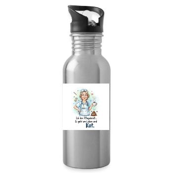 Soignant Design Humoristique Avec Café - Gourde avec paille intégrée - argent clair - Droite