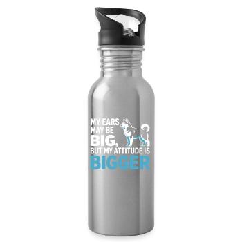 Husky Big Ears Bigger Attitude - Water bottle with straw - silver - Right