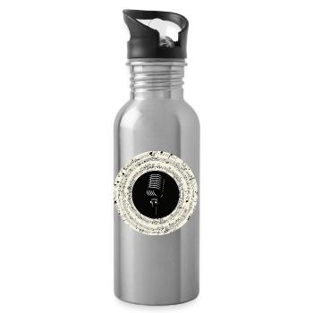 Mikrofon Musiknoten Kunst - Trinkflasche mit integriertem Trinkhalm - Lightsilver - Rechts