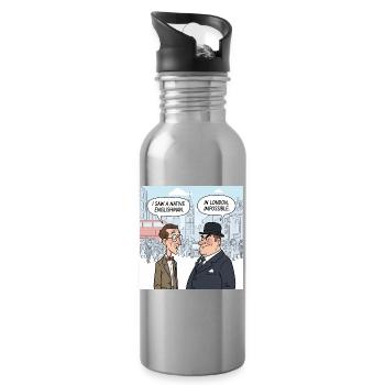 Illustration d’un Anglais natif de Londres - Gourde avec paille intégrée - argent clair - Droite